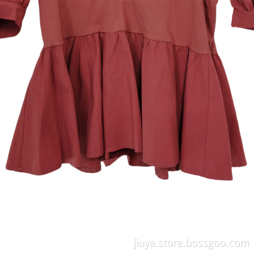 100% Cotton Style Retro V-neck Customerized Women Top